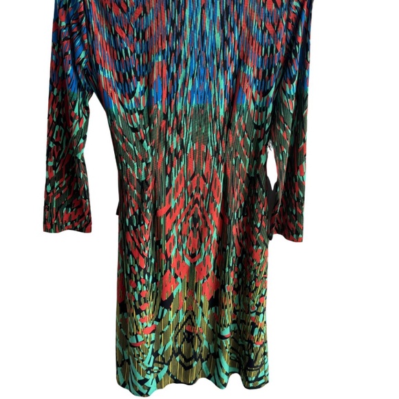 BCBG Adele Wrap Dress Size Small - Multicolor Abstract Print, Long Sleeve, NWT - Picture 6 of 15